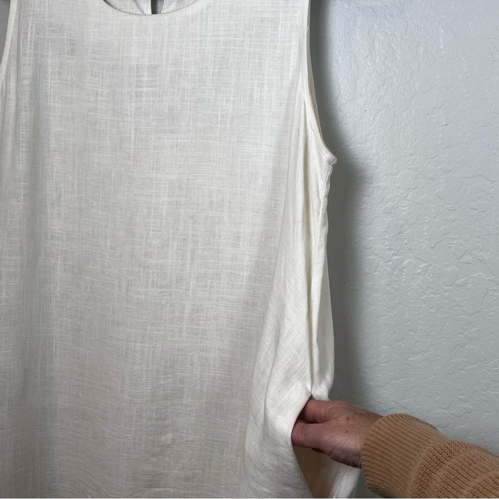 Label of Love Australia Linen Blend Dress L | Lagenlook Boho Coastal Midi Tank - Picture 4 of 9